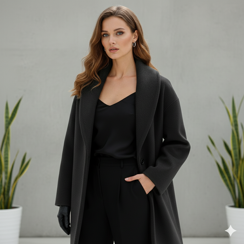 Damen Wollmantel Figurbetont Elegant | Stehkragen | Herbst Winter