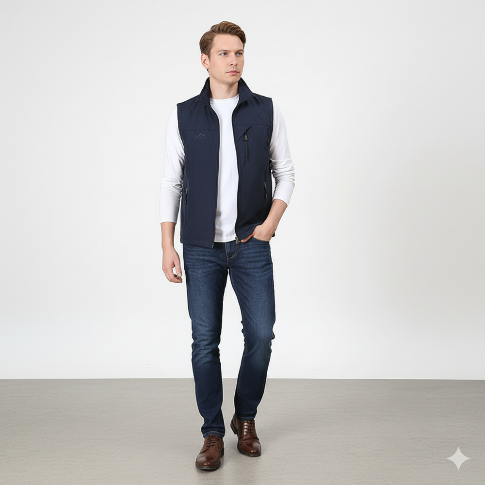Herren Freizeitweste mit Reißverschluss | Leicht & Atmungsaktiv | Herbst