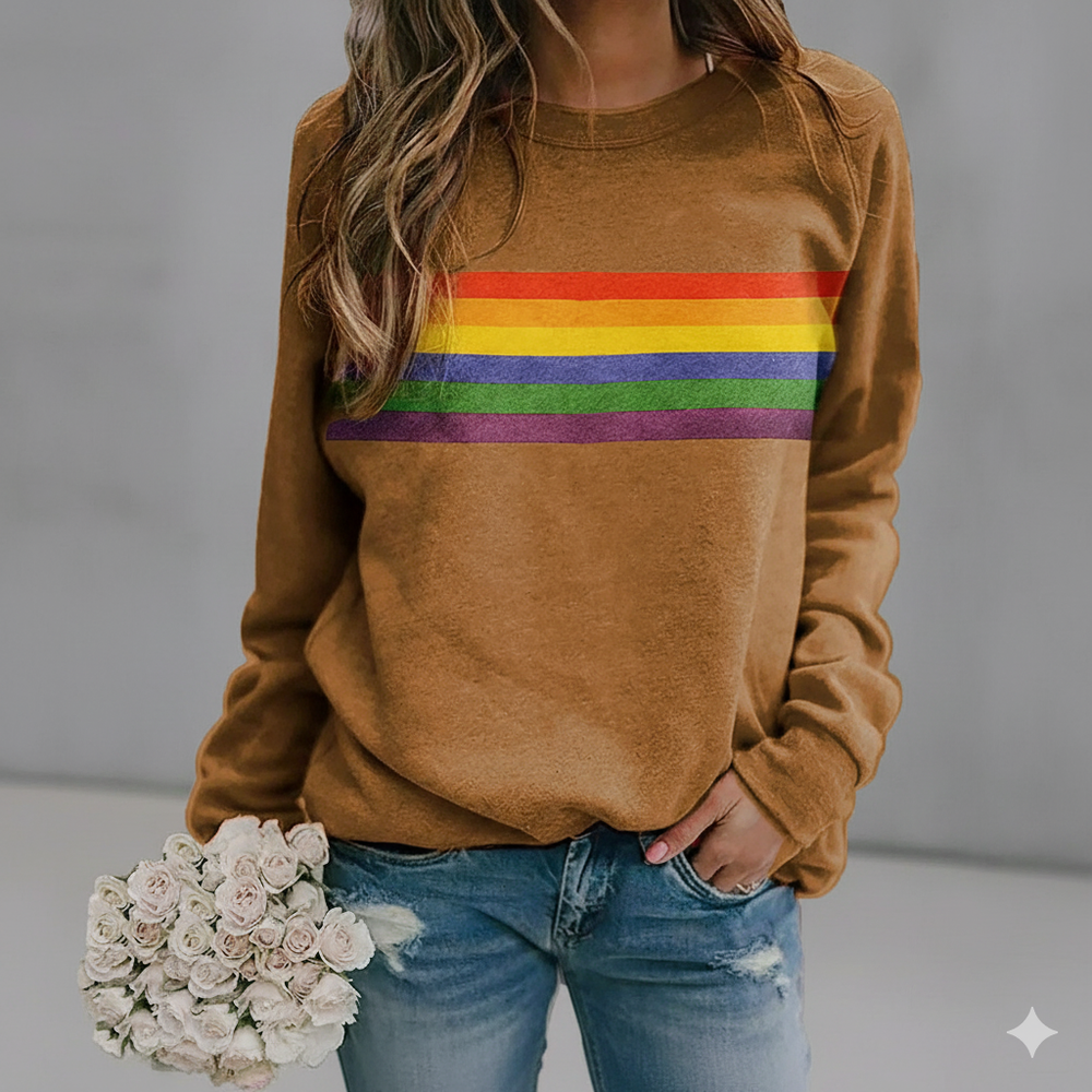 Damen Pullover mit Rundhalsausschnitt | Gestreift & Freizeit