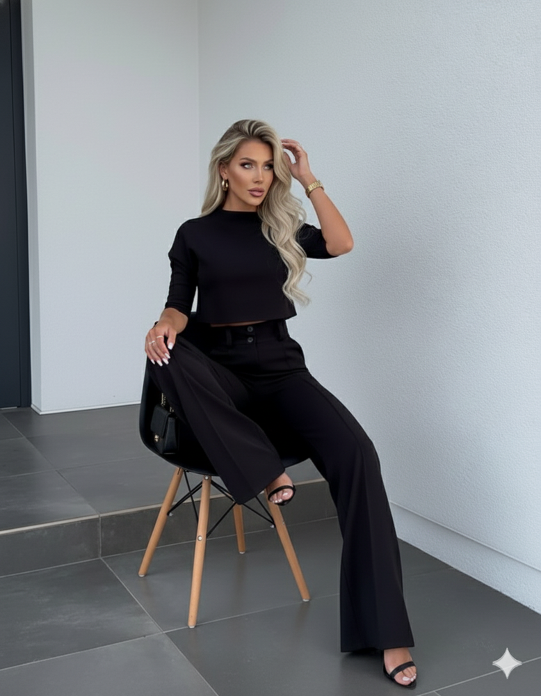 Kurzes Oberteil & High Waist Hose | Weit & Elegant