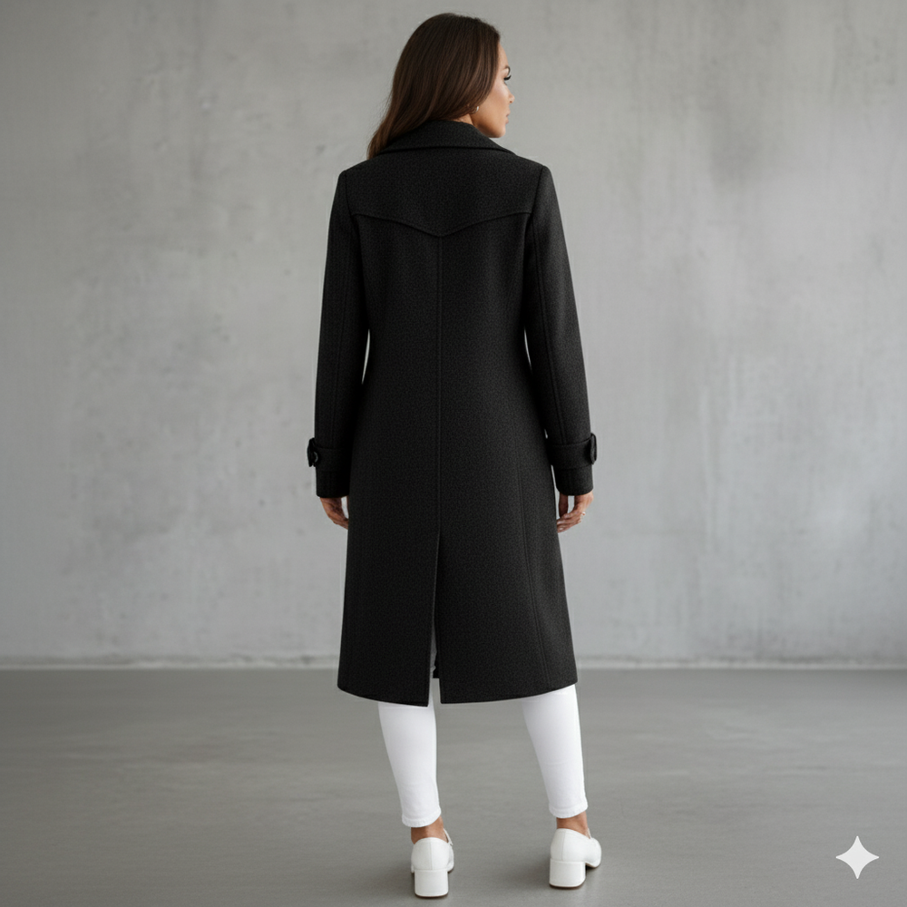 Damen Wollmantel mit Reverskragen | Elegant & Mittellang | Herbst/Winter