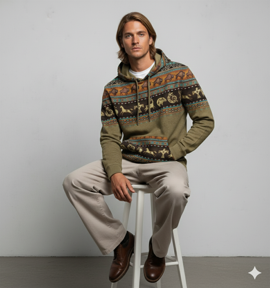 Herren Hoodie mit Muster | Lässig & Warm | Herbst/Winter