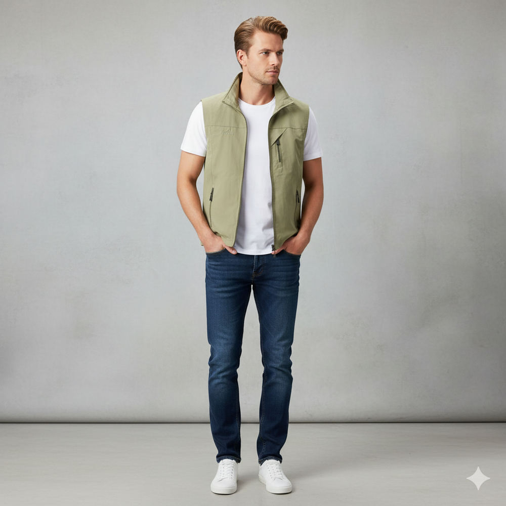 Herren Outdoor Weste mit Reißverschluss | Leicht & Atmungsaktiv