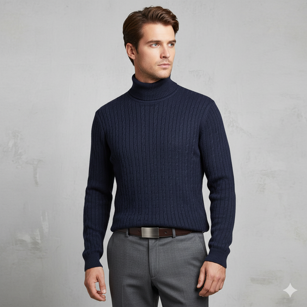 Feiner Herren Strickpullover mit Rollkragen