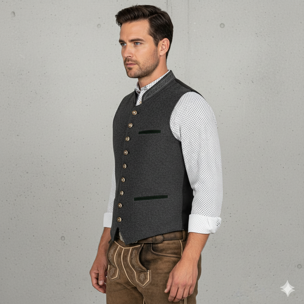 Traditionelle Herren Weste mit Stehkragen | Elegant | Oktoberfest