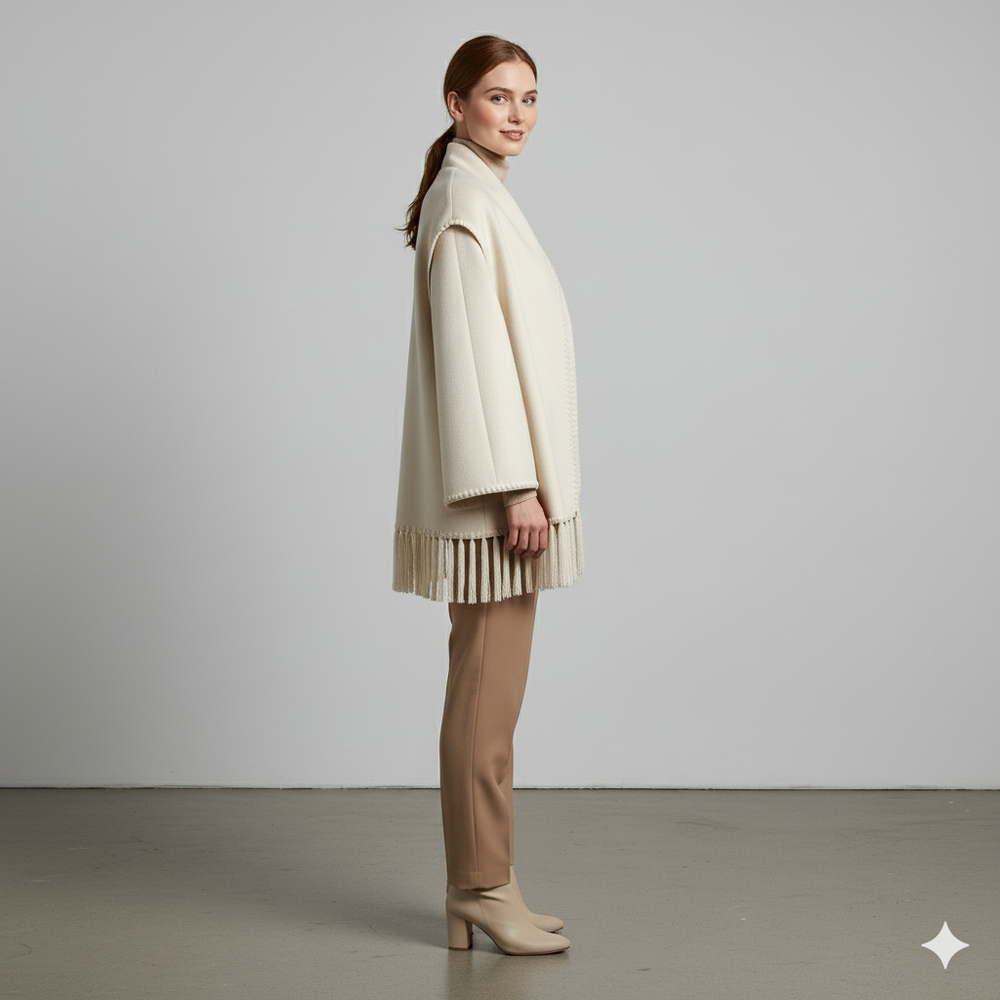 Damen Wollmantel mit Schal Kragen | Winter | Locker & Warm
