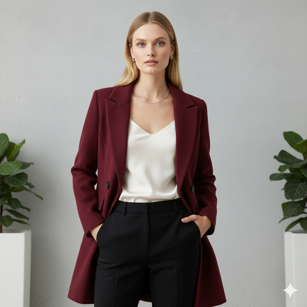 Damen Wollmantel mit Reverskragen | Doppelreihig & Klassisch | Winter