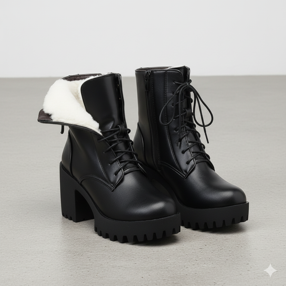 Damen Winter Stiefeletten mit Absatz | Warm Gefüttert & Vegan