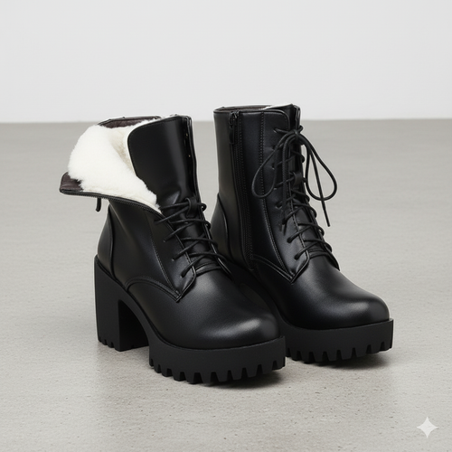 Damen Winter Stiefeletten mit Absatz | Warm Gefüttert & Vegan