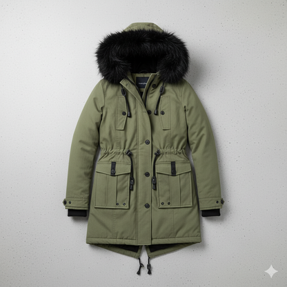 Damen Winterjacke mit Fellkapuze | Warm & Gefüttert