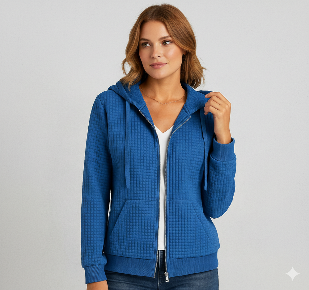 Leichter Damen Kapuzen Strickjacke mit Reißverschluss | Übergang