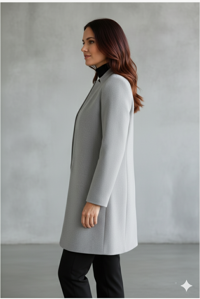 Damen Wollmantel mit Stehkragen | Schmaler Schnitt & Elegant | Herbst/Winter