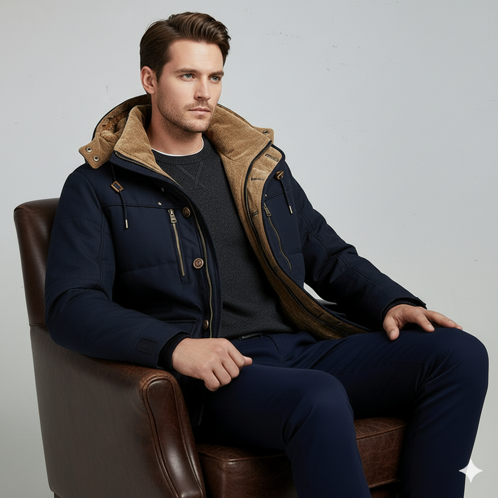 Warmer Herren Wintermantel mit Kapuze | Dick & Funktional