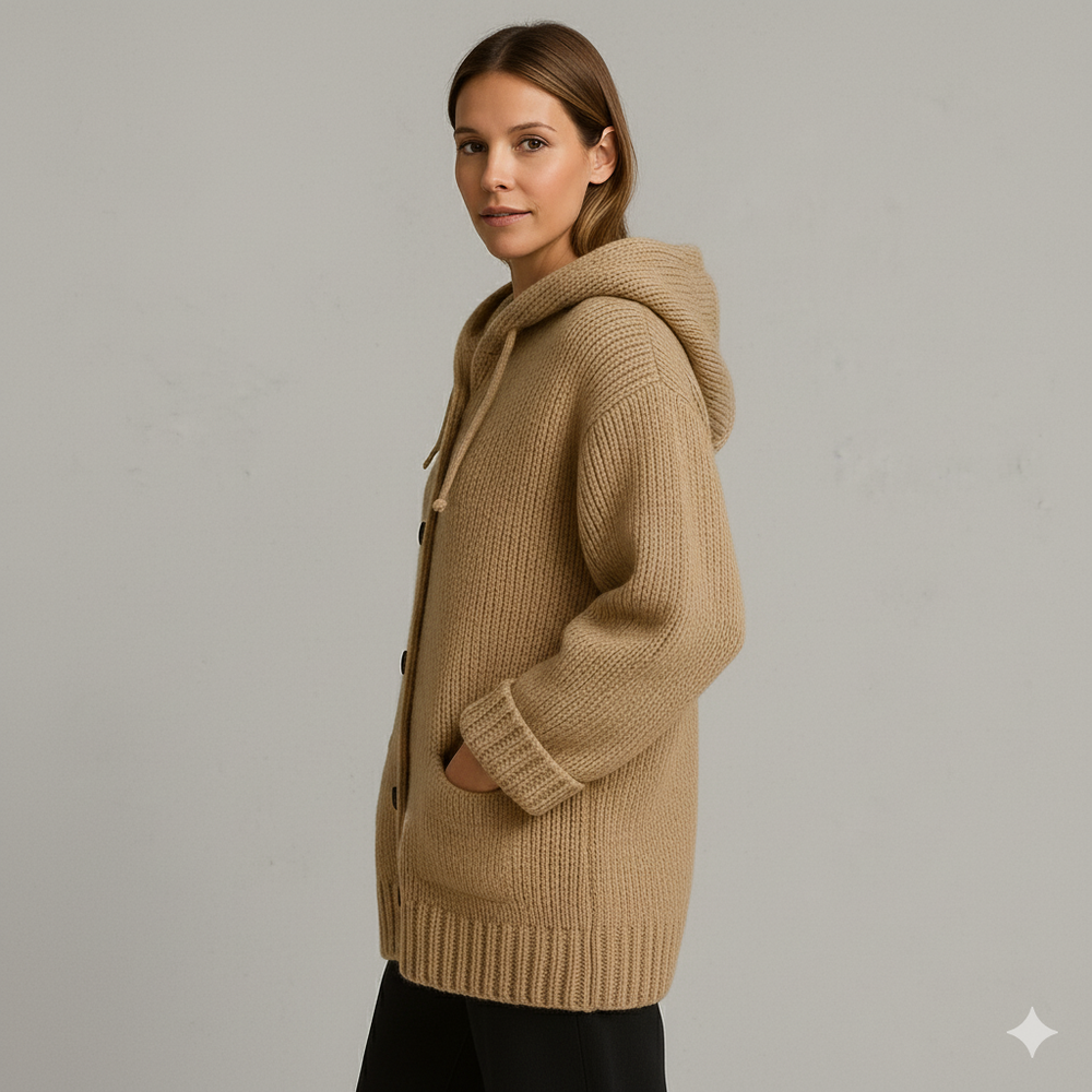 Kuscheliger Damen Strickjacke mit Kapuze | Warm für Herbst/Winter