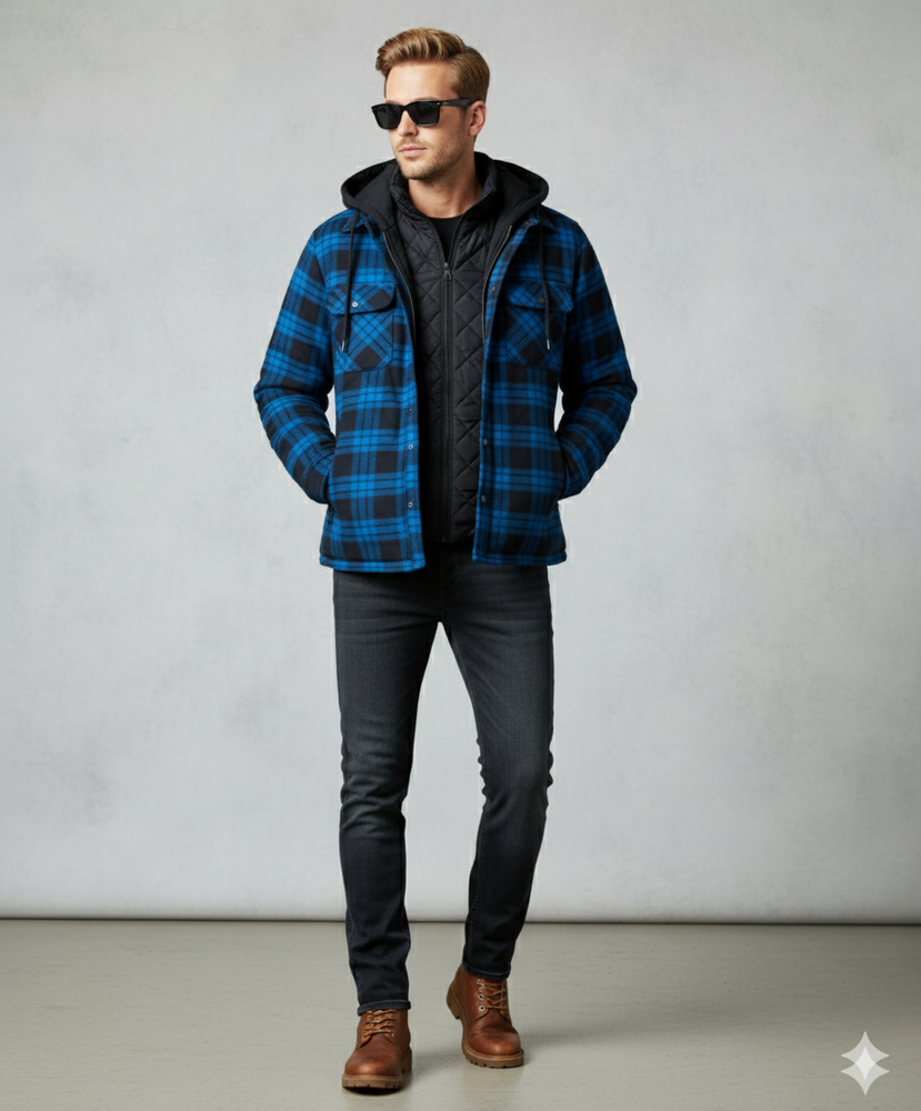 Gepolsterte Herrenjacke mit Karomuster | Warm & Casual Winter