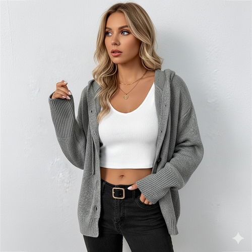 Lässiger Damen Strickjacke mit Knopfleiste | Herbst Winter