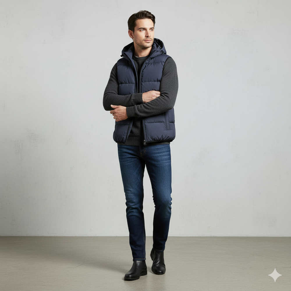 Herren Steppweste mit Kapuze | Warm & Bequem | Herbst/Winter