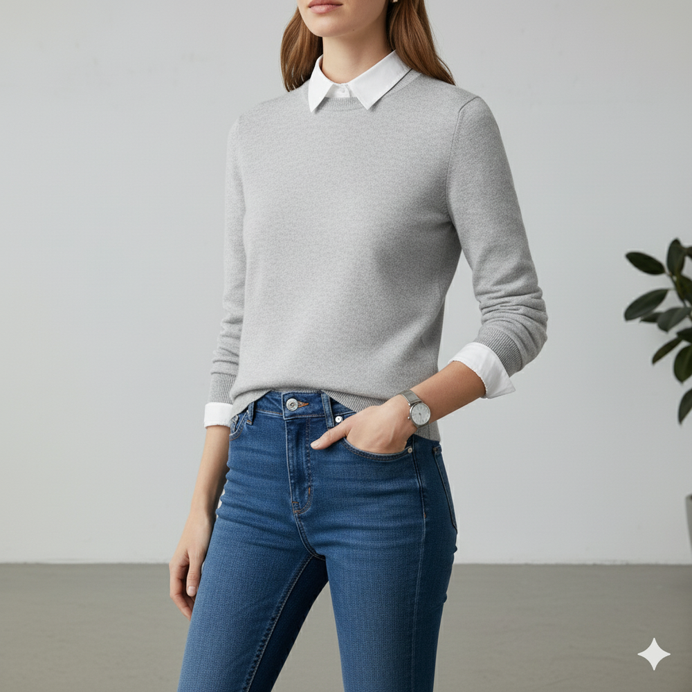 Kuscheliger Damen Strickpullover mit Rundhalsausschnitt | Winter | Elegant