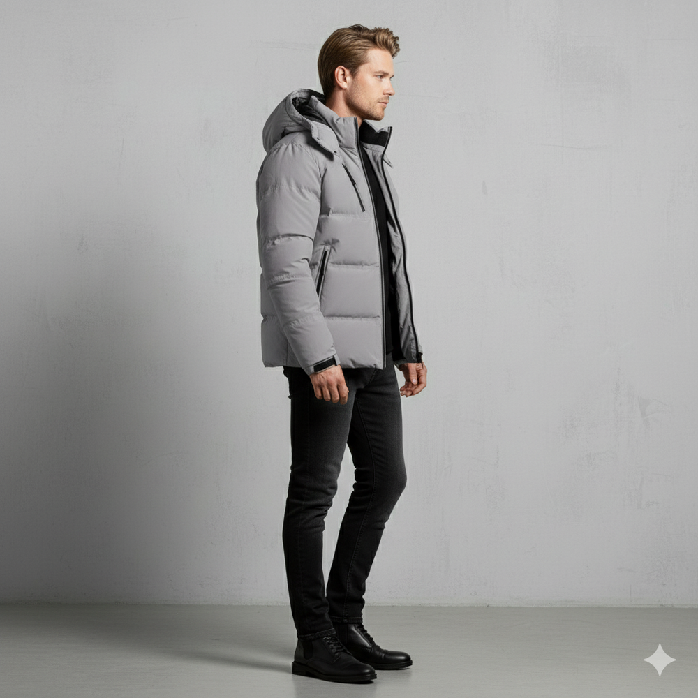 Warme Herren Daunenjacke mit Kapuze | Winter | Slim Fit