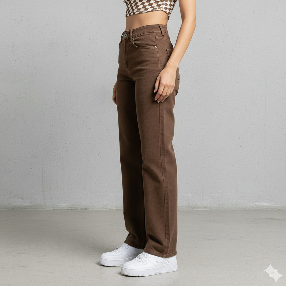 Damenjeans Braun | Retro Straight Fit & Bequem