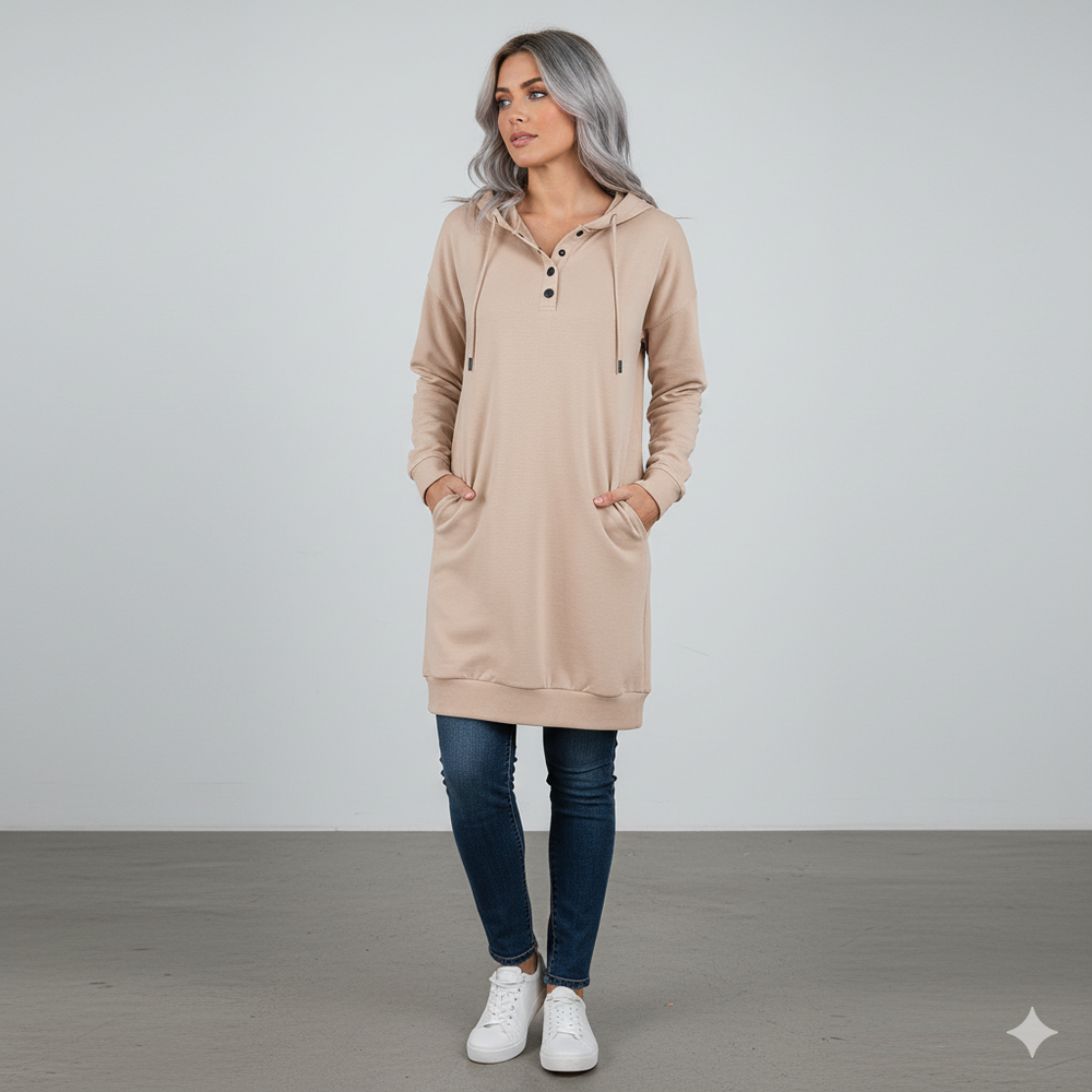 Lässiges Damen Hoodie mit Knopfleist