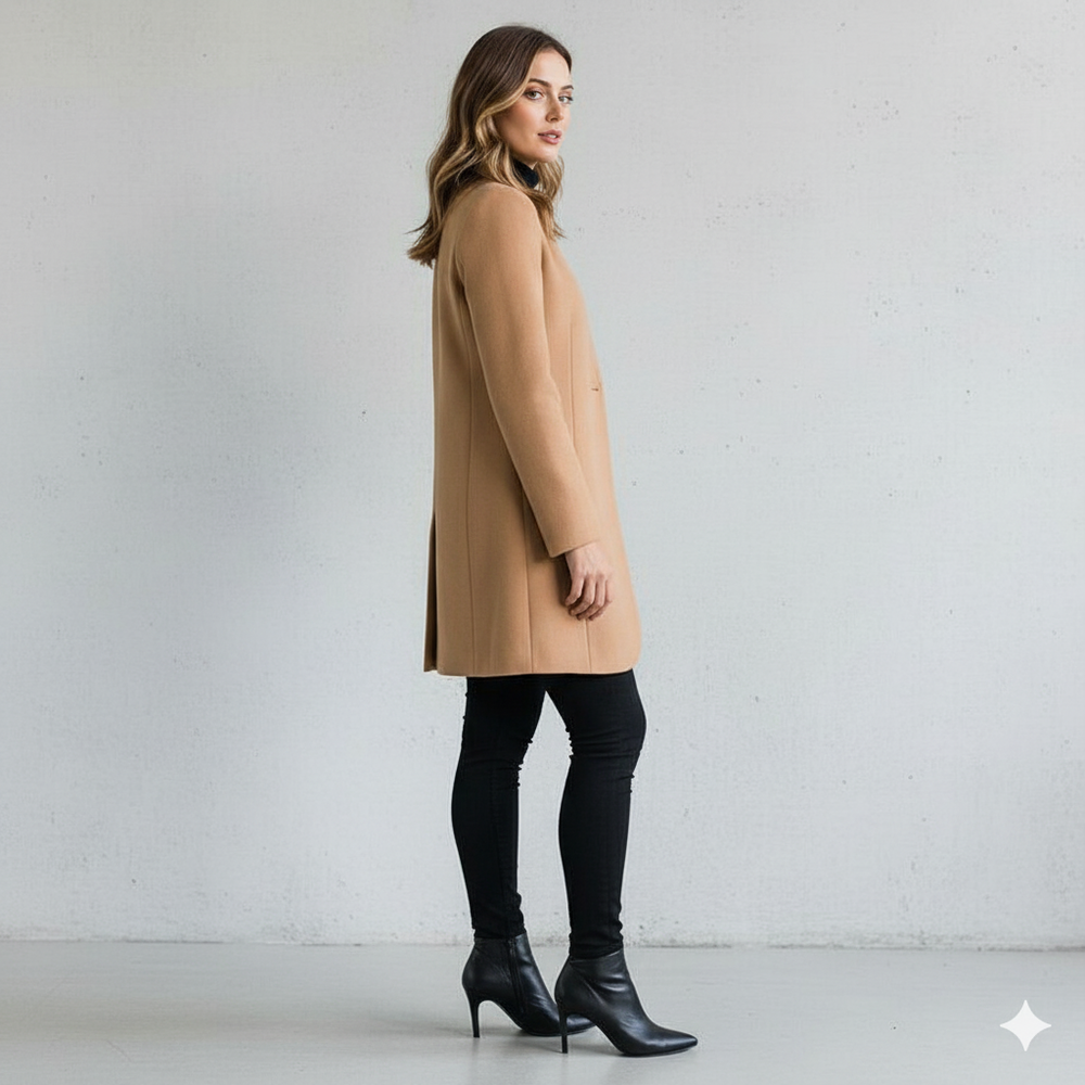 Damen Wollmantel mit Stehkragen | Schmaler Schnitt & Elegant | Herbst/Winter