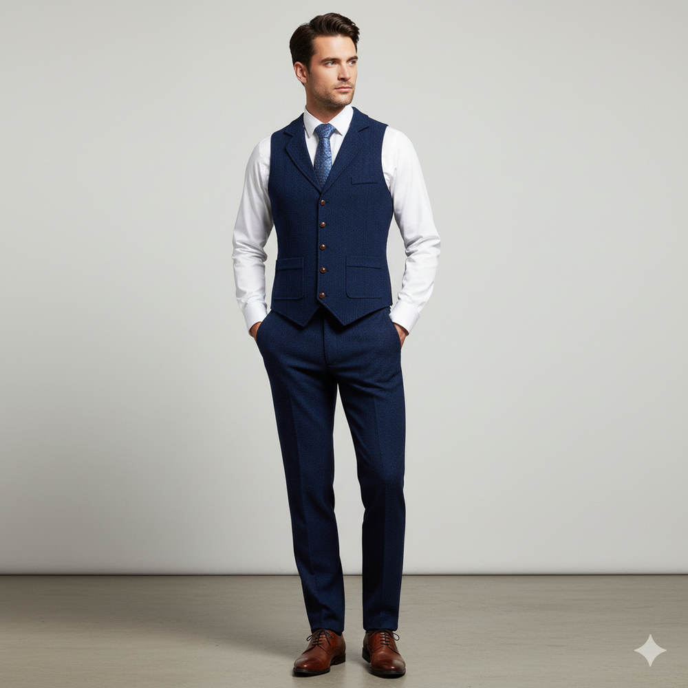 Herren Weste mit Fischgrätenmuster | Elegant & Modern | Herbst/Winter