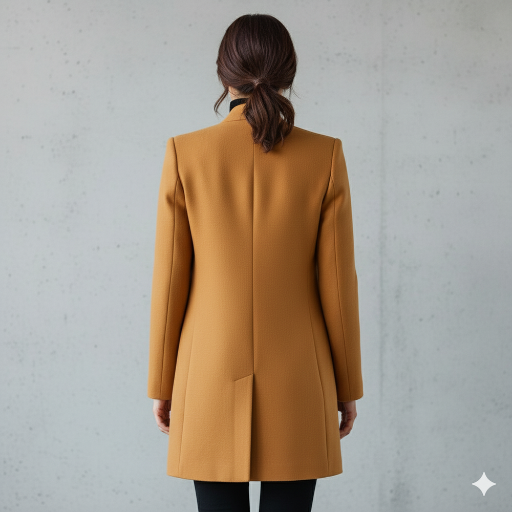 Damen Wollmantel mit Stehkragen | Schmaler Schnitt & Elegant | Herbst/Winter