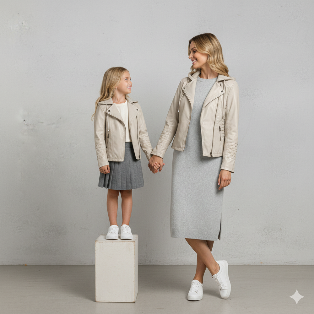 Damen Lederjacke mit Kapuze | Modern & Abnehmbar | Übergang