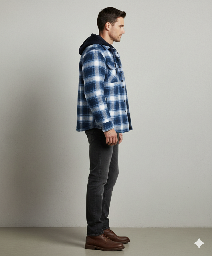 Gepolsterte Herrenjacke mit Karomuster | Warm & Casual Winter