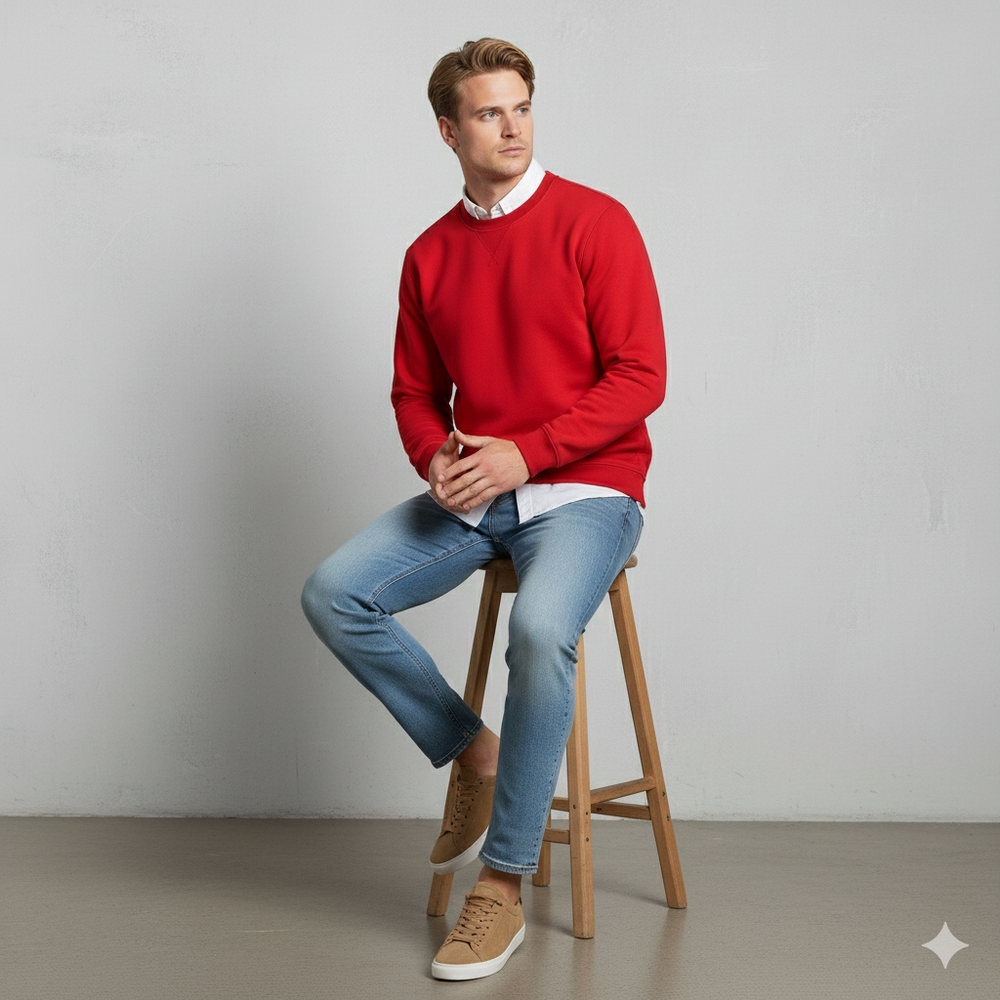 Herren Sweatshirt mit Rundhalsausschnitt