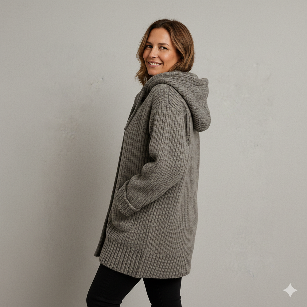 Kuscheliger Damen Strickjacke mit Kapuze | Warm für Herbst/Winter
