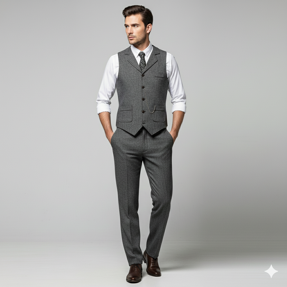 Herren Weste mit Fischgrätenmuster | Elegant & Modern | Herbst/Winter