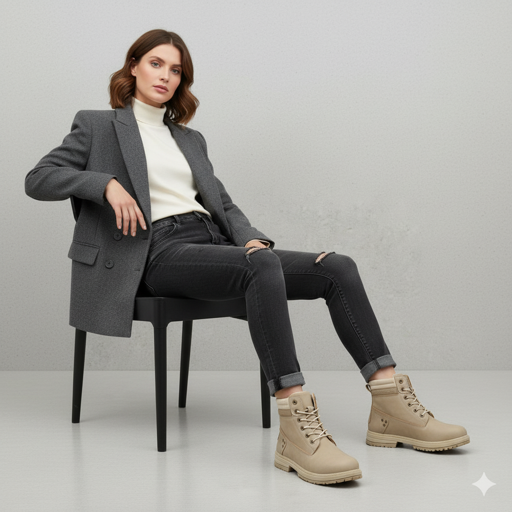 Damen Winterstiefel mit Fellfutter | Warme Schnür-Boots