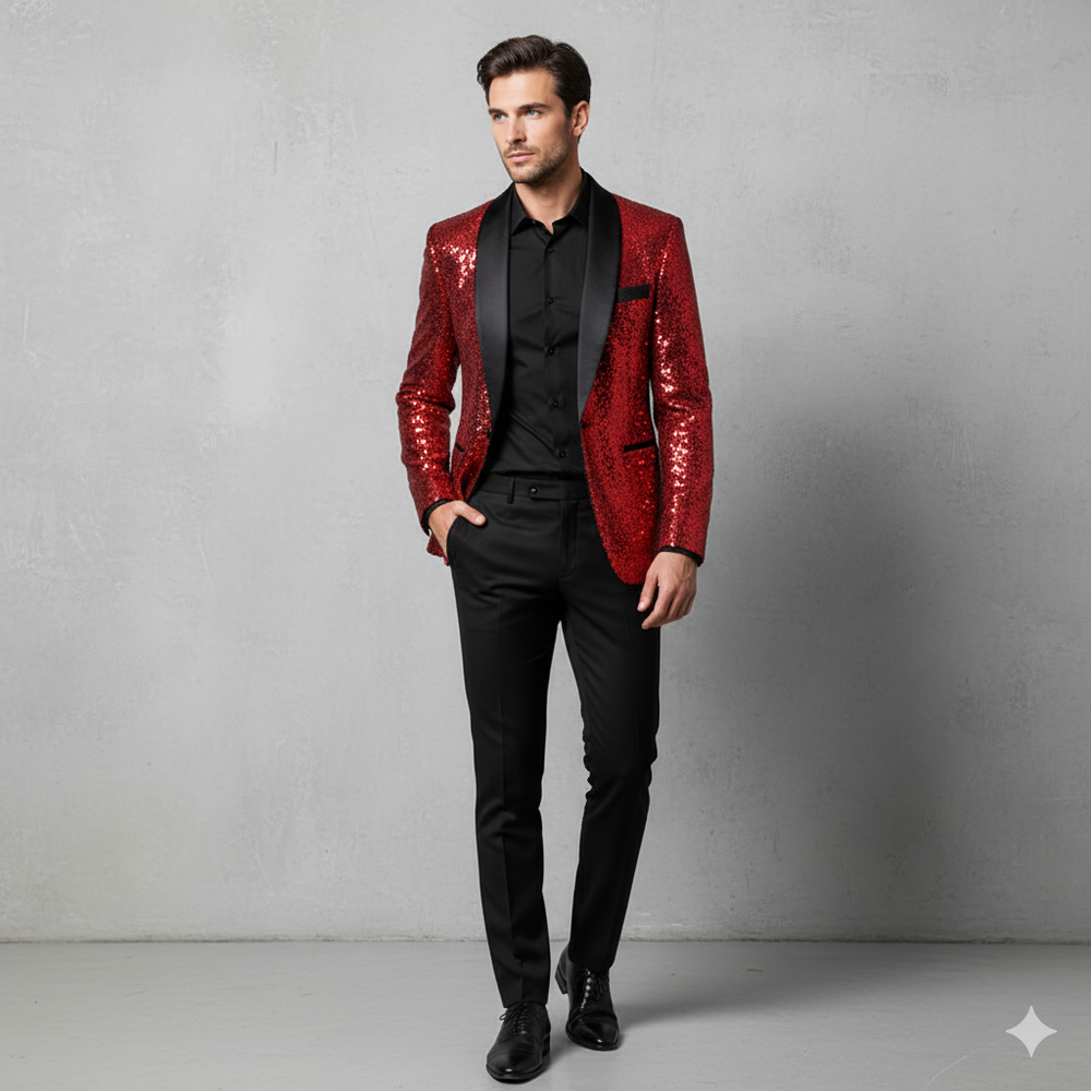 Herren Sakko mit Pailletten | Festlich & Elegant | Slim Fit