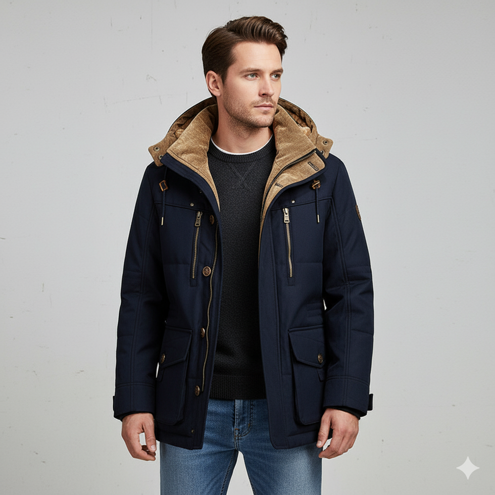 Warmer Herren Wintermantel mit Kapuze | Dick & Funktional