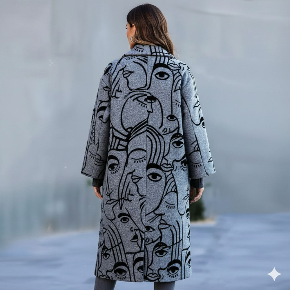 Damen Wollmantel mit Karomuster | Oversize & Warm | Winter