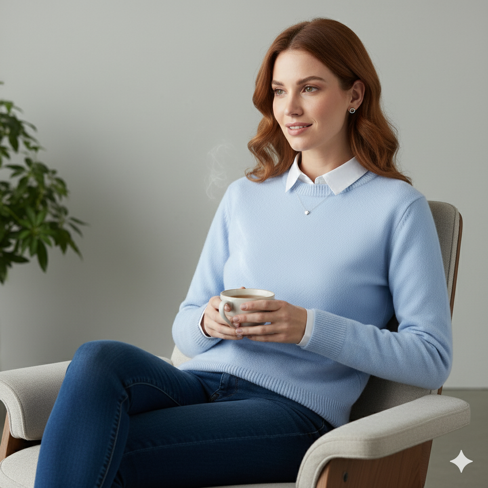 Kuscheliger Damen Strickpullover mit Rundhalsausschnitt | Winter | Elegant