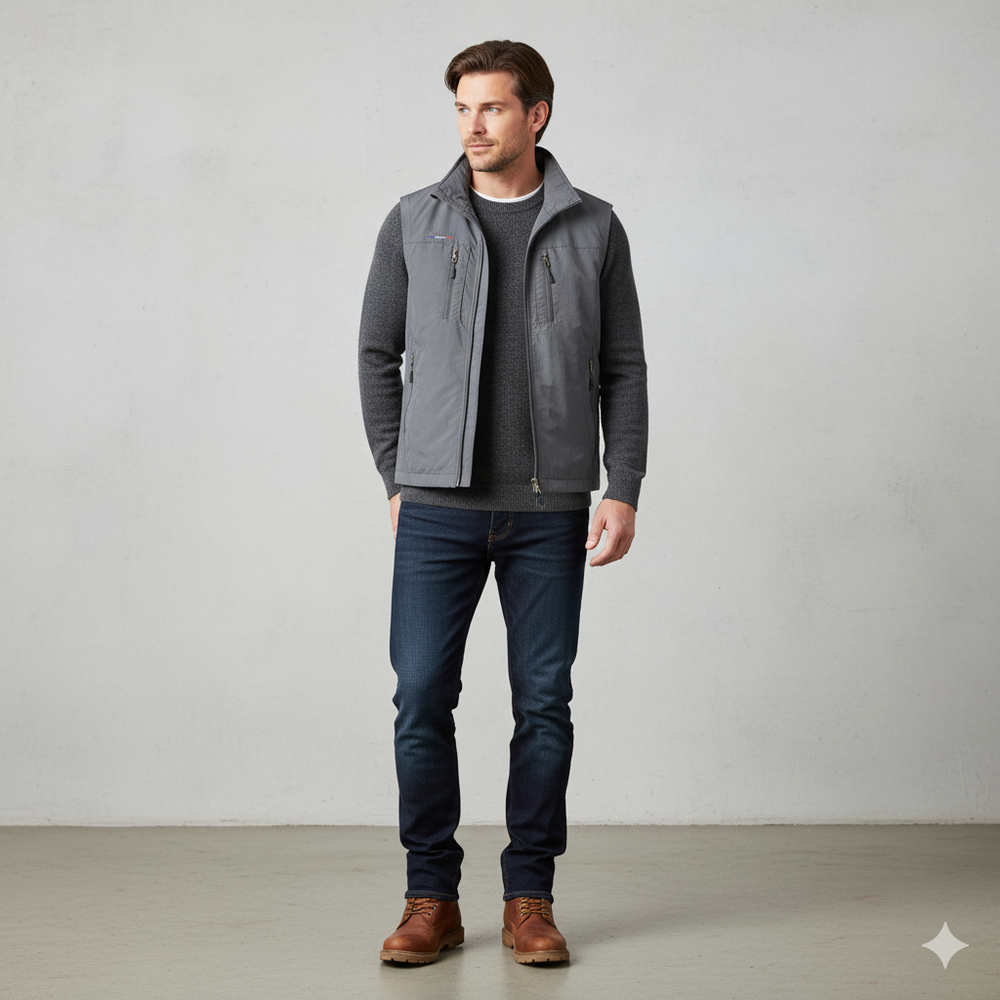 Herren Outdoor Weste mit Taschen | Leicht & Atmungsaktiv | Übergang