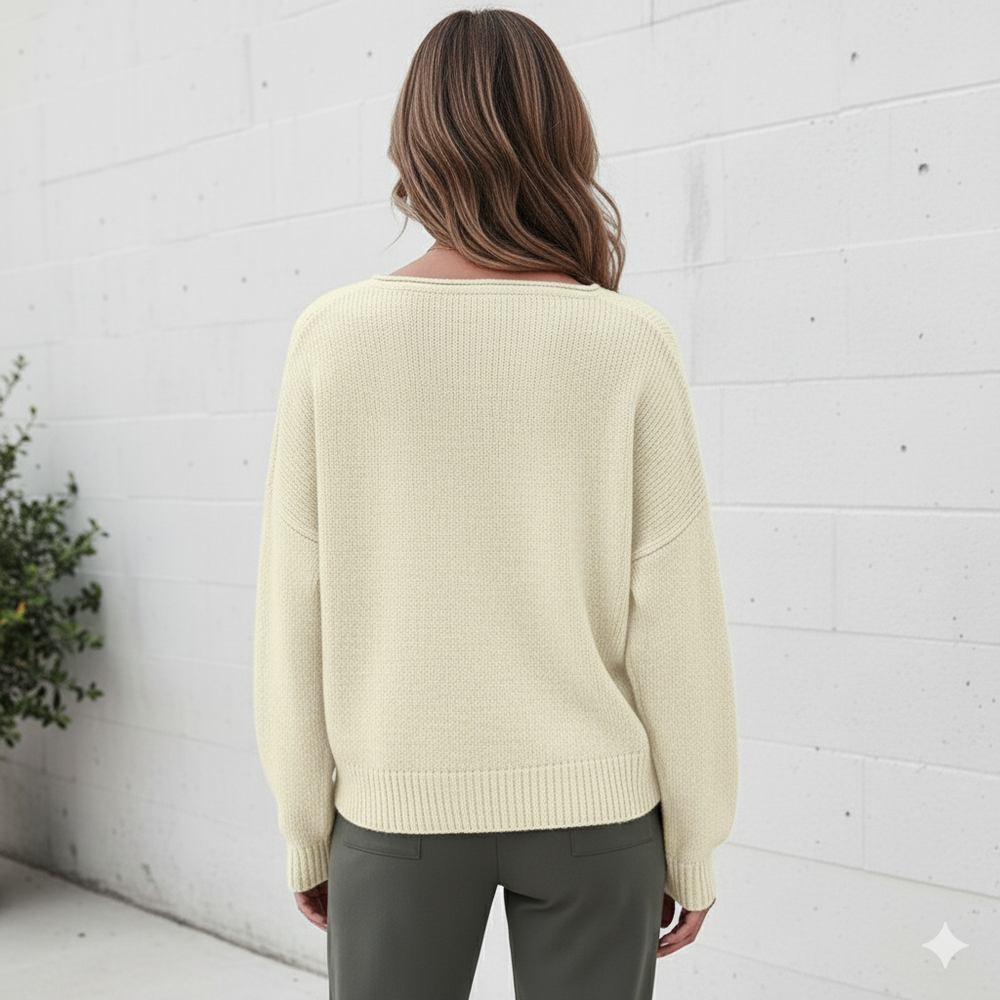 Damen Strickpullover mit V Ausschnitt | Locker & Freizeit