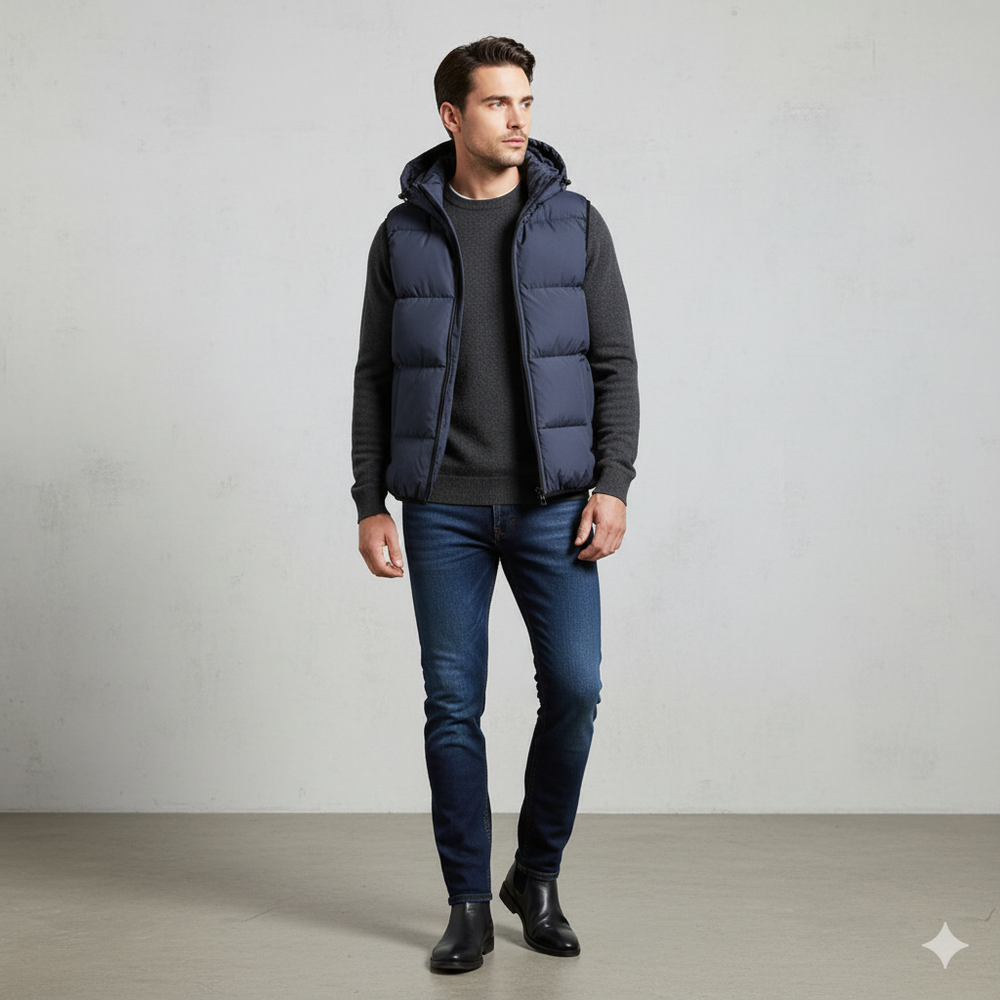Herren Steppweste mit Kapuze | Warm & Bequem | Herbst/Winter