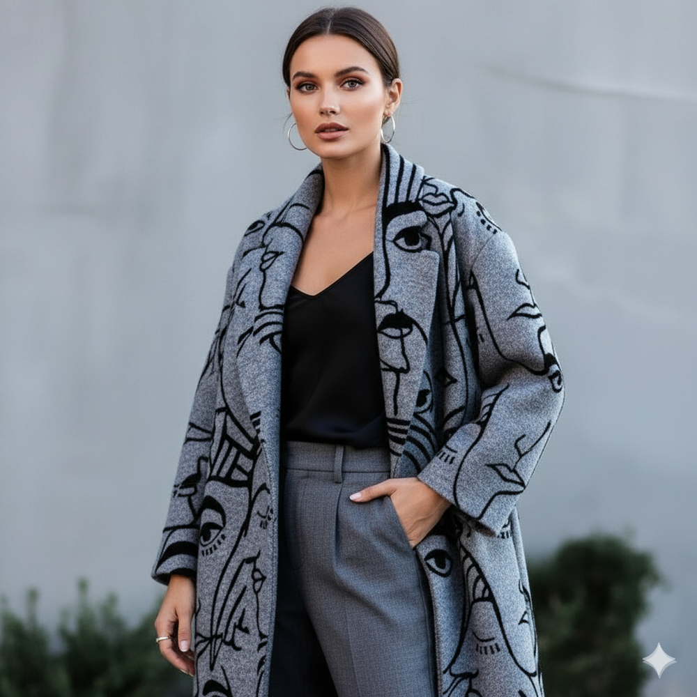 Damen Wollmantel mit Karomuster | Oversize & Warm | Winter