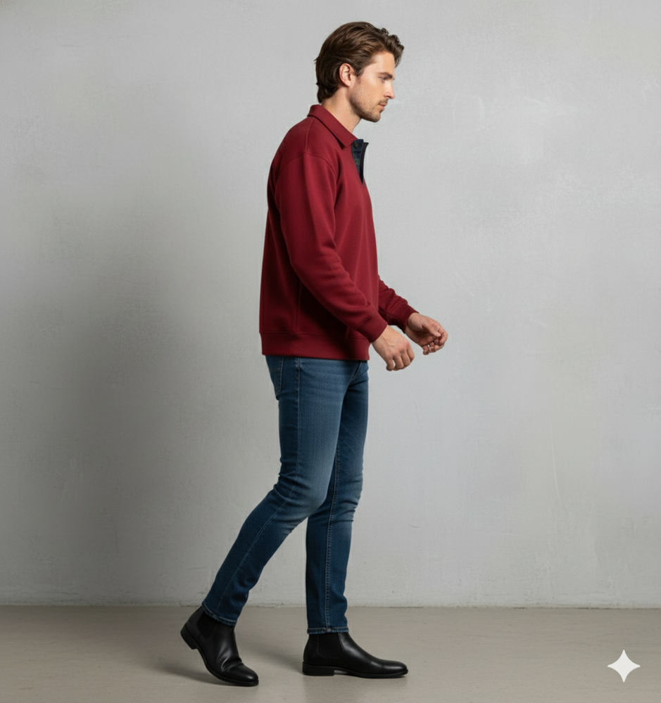 Lässiger Herrenpullover mit Reverskragen | Bequem | Freizeit