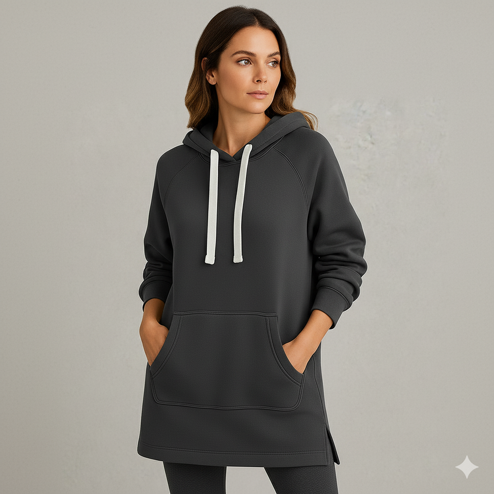 Lässiges Damen Hoodie Kleid mit Kordelzug | Bequem für Freizeit