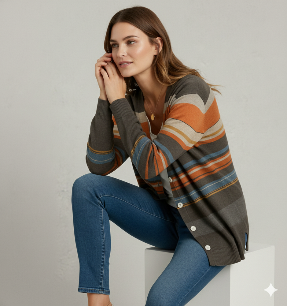 Damen Strickjacke mit abstraktem Print | Herbst/Winter | Stylisch