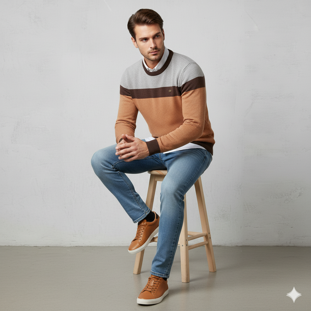 Gemusterter Strickpullover für Herren