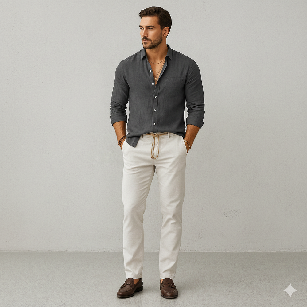 Herren Leinenhemd | Atmungsaktiv & Lässig für Herbst & Freizeit