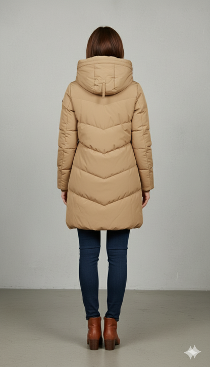 Damen Wintermantel mit Kapuze | Gefüttert & Warm | Lang