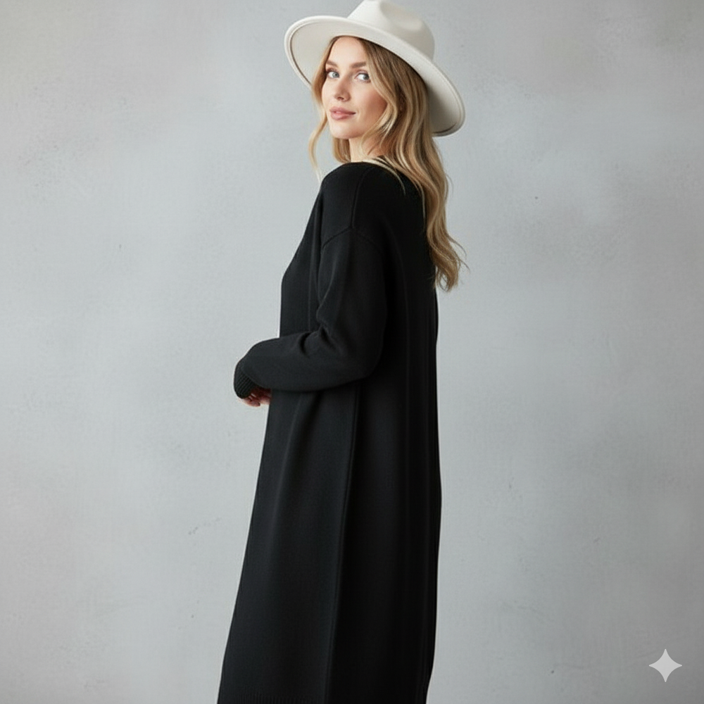 Langer Damen Strickjacke mit Taschen | Herbst & Winter | Elegant