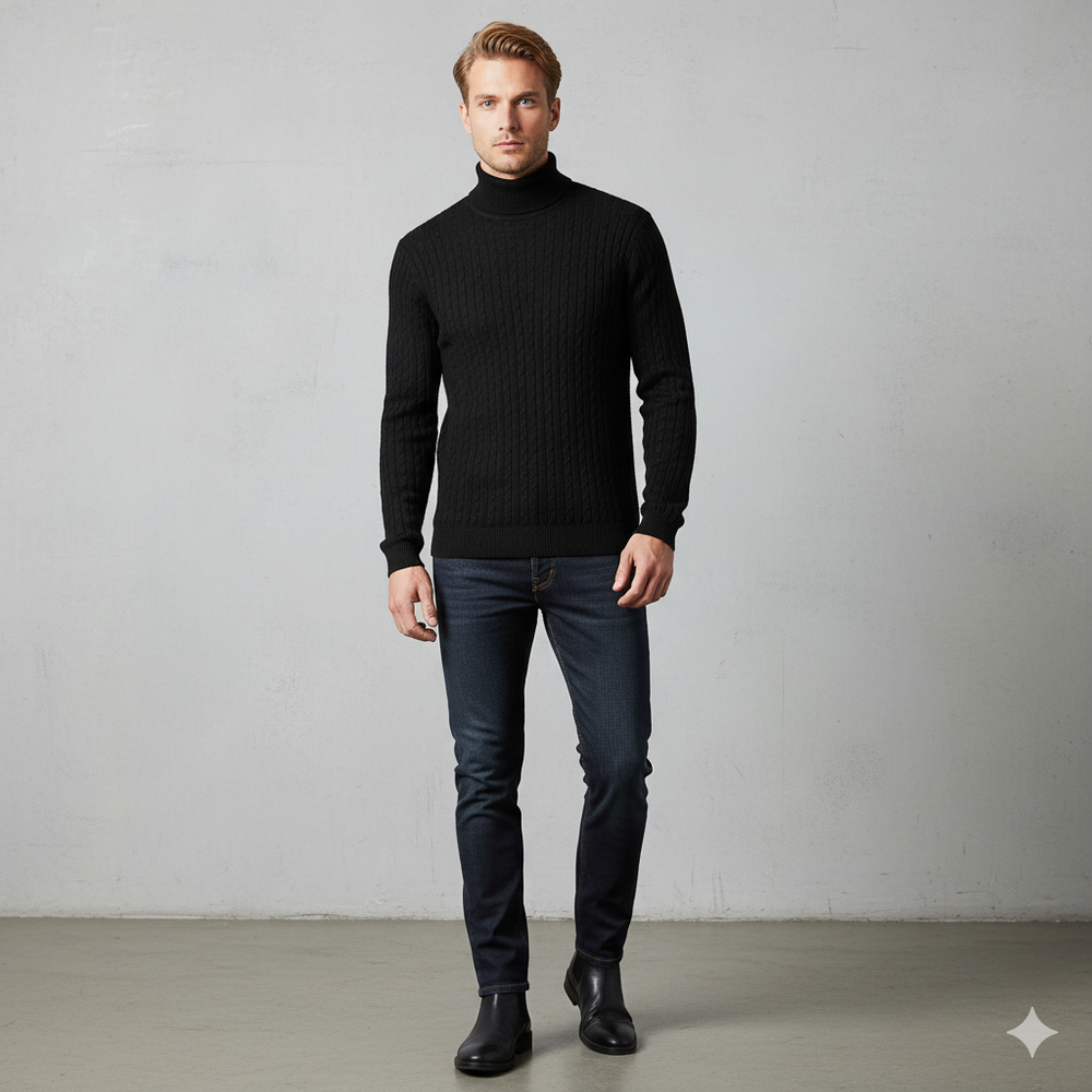 Feiner Herren Strickpullover mit Rollkragen